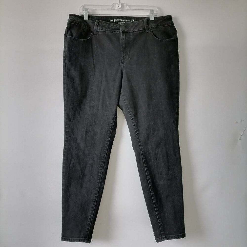 M Jeans By Maurces Women's Black Mid Rise Slimming Denim Skinny Jeans Size 18W